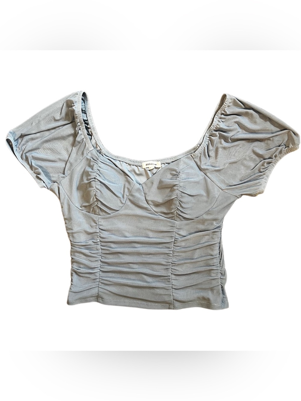 Ruched Sweetheart Neck Short Sleeve Top